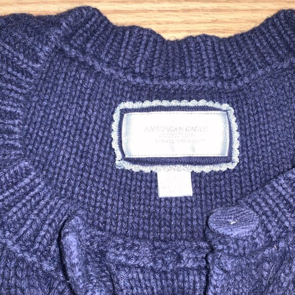 Navy Blue Knitted Sweater Cardigan Adult Size Small - Picture 2 of 2
